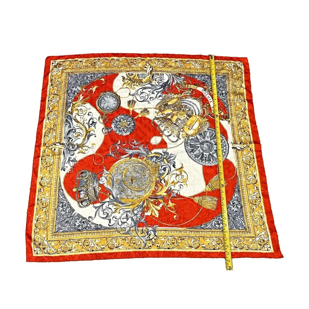 Sola Virtus Square Scarf Red White Gold Royal Nautical Classy Artsy Vintage